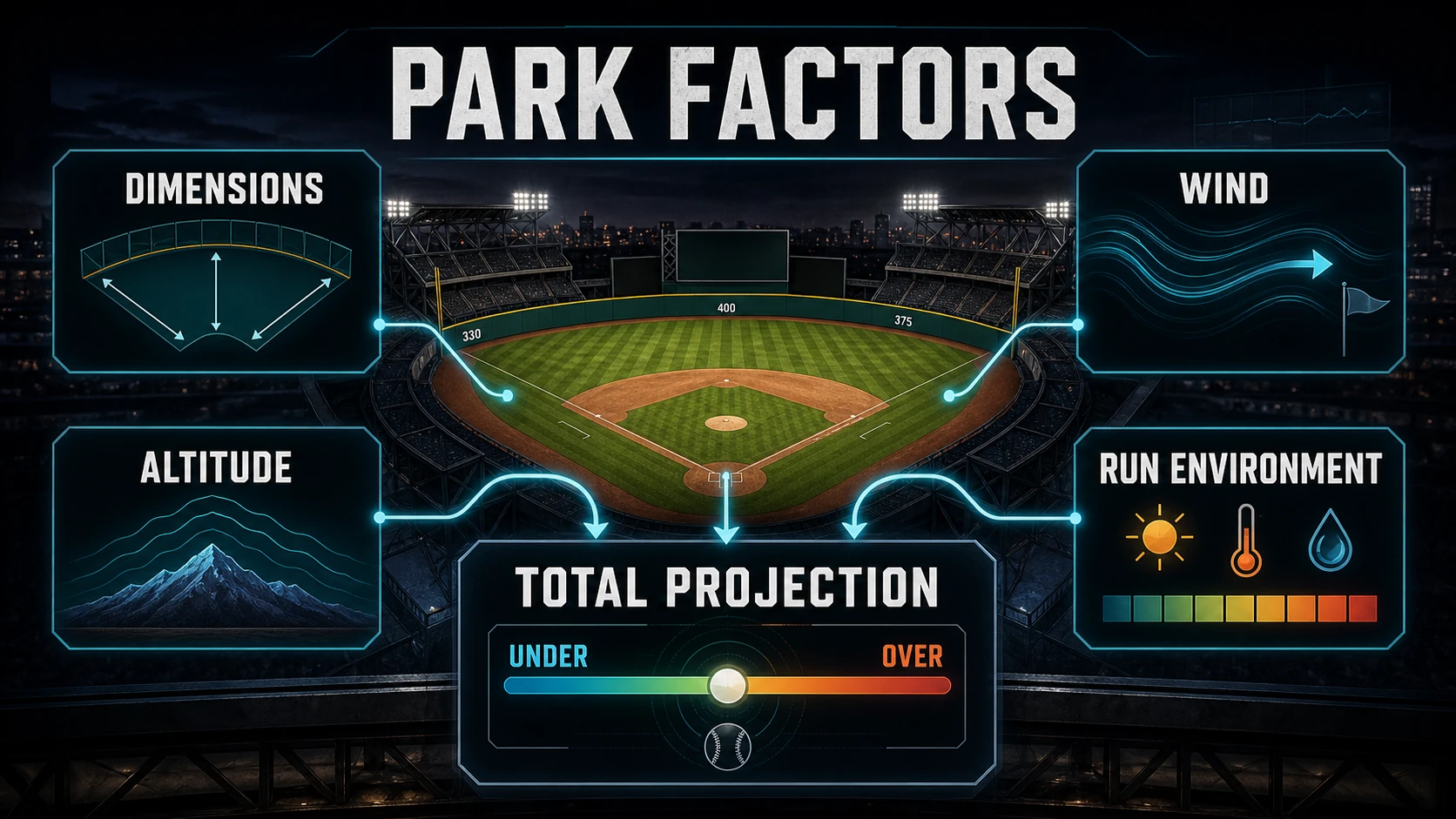 MLB Park Factors: Why Coors Field and Camden Yards Eat Totals explanatory concept diagram